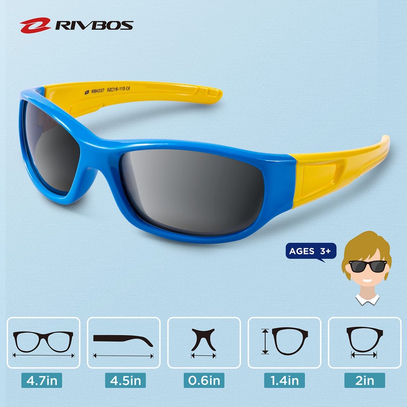 RIVBOS Rubber Kids Polarized Sunglasses With Strap Glasses Shades for Boys Girls Baby and Children Age 3-10 RBK037 - Image 5